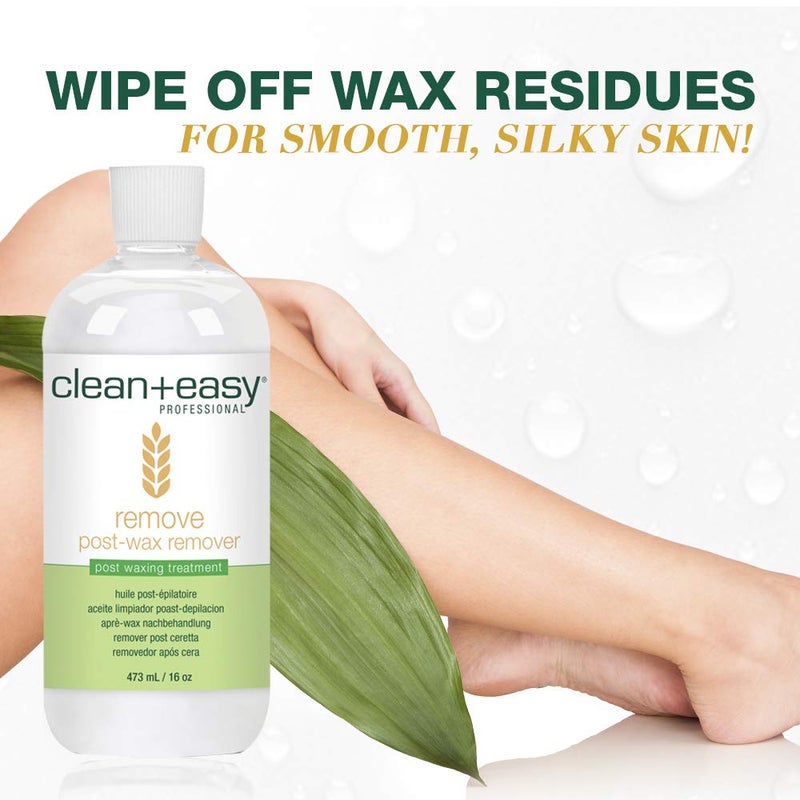 Clean + Easy After Wax Remover â€“ After Wax Care Oil with Wheat Germ, Post Waxing Cleanser for Skin & Wax Residue, 16 oz - Image 2