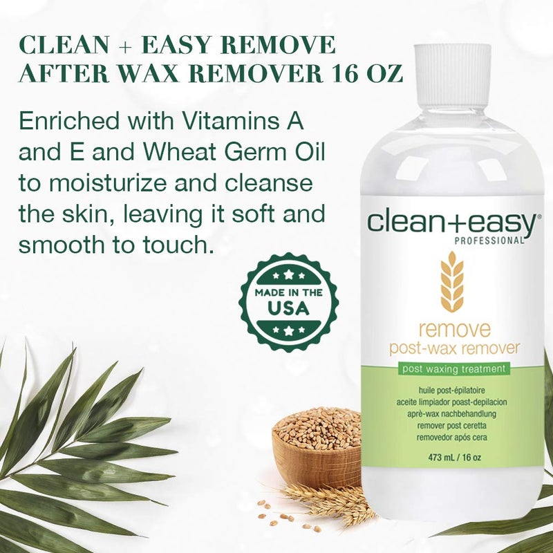 Clean + Easy After Wax Remover â€“ After Wax Care Oil with Wheat Germ, Post Waxing Cleanser for Skin & Wax Residue, 16 oz - Image 3