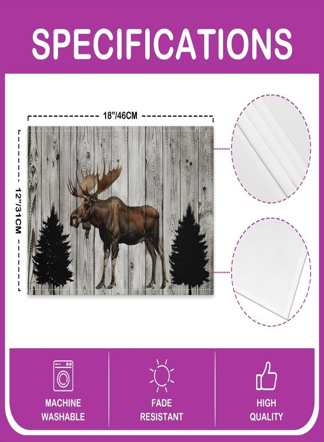 Man Fei 3D Moose Elegant Placemats for Dining Table Set of 4 Barn Door Wooden Stripes Place Mats 12x18 Inch for Restaurant Elk Deer Wildlife Kitchen Table Mats Easy to Clean - Image 4