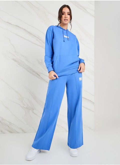 Cotton Wide Leg Jogger with Patch Detail