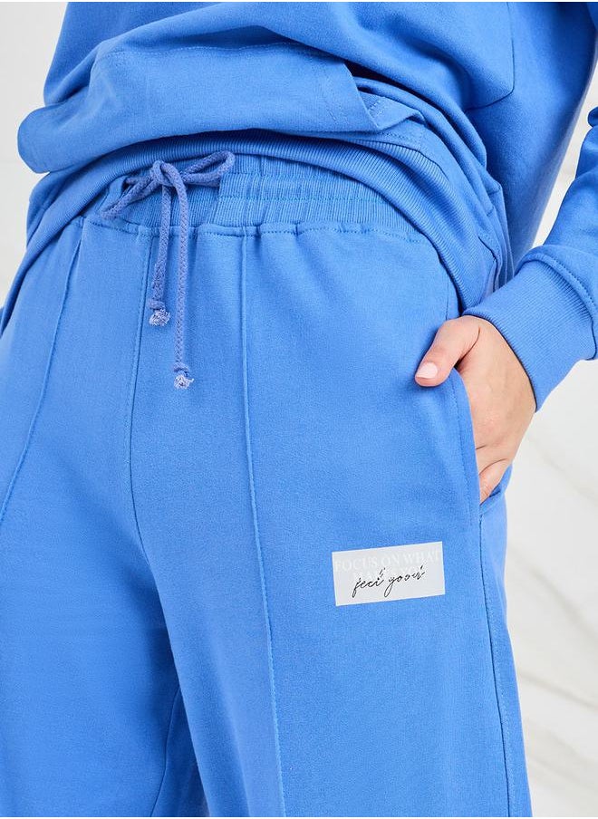 Styli - Cotton Wide Leg Jogger with Patch Detail - Image 1