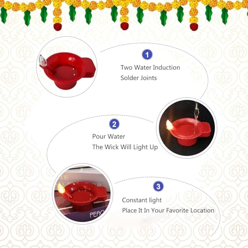 LAXIS® Pack of 12 Water Sensor LED Light Diyas for Home Decoration, Floating Electric Flameless & Smokeless Candle for Home Decor, Diwali Festivals Decoration, Christmas, New Year Home Decor - Image 2