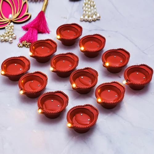 LAXIS® Pack of 12 Water Sensor LED Light Diyas for Home Decoration, Floating Electric Flameless & Smokeless Candle for Home Decor, Diwali Festivals Decoration, Christmas, New Year Home Decor - Image 1