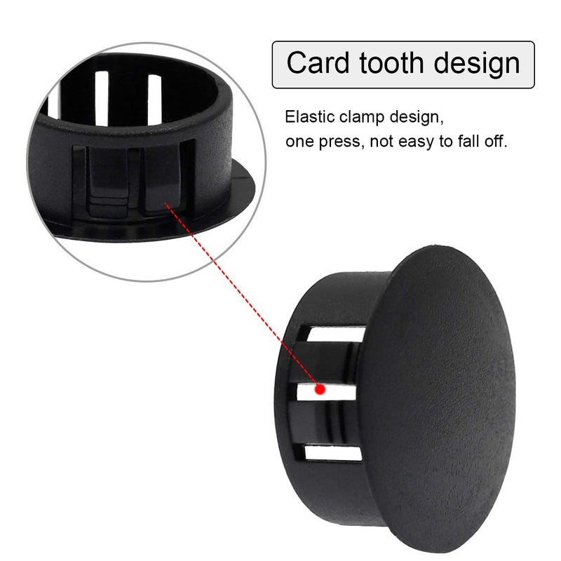 Suiwotin 30PCS 25mm/1" Black Hole Plugs Plastic Flush Type Hole Plugs Snap in Locking Hole Tube, Furniture Fencing Post Pipe Insert End Caps (Black) - Image 3