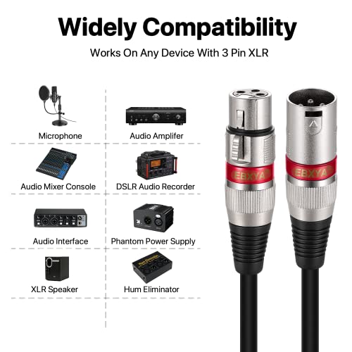EBXYA XLR Cable 25 ft 4 Packs - Stage Light DMX Cable, Premium Balanced 3-Pin XLR Male to Female Microphone Cable - Image 3