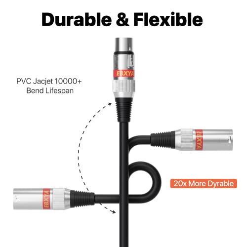 EBXYA XLR Cable 25 ft 4 Packs - Stage Light DMX Cable, Premium Balanced 3-Pin XLR Male to Female Microphone Cable - Image 5