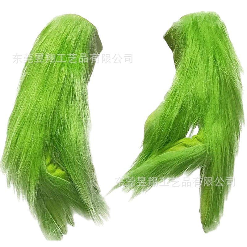 Grinch Mask Geek Steal Green Hair Geek Latex Headgear Gloves Costume Christmas Halloween Dress Up Props - Image 1
