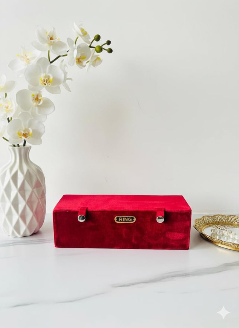 DOOR STEP SHOPPING 16 Pair Premium Velvet Storage Box Ring (Maroon) - Image 1