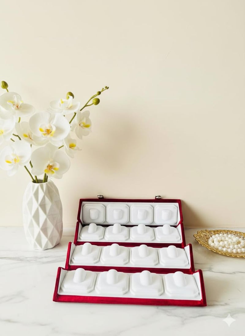 DOOR STEP SHOPPING 16 Pair Premium Velvet Storage Box Ring (Maroon) - Image 4