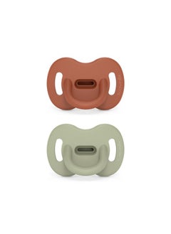 Color Essence Sx Pro Silicone Baby Pacifier 2Pk, Made With 100% Soft Silicone, Baby Essentials Perfect For Breastfeeding Babies, Designed In Spain, 618 Mths, Orange/Green