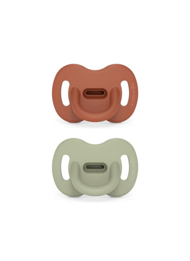 SUAVINEX - Color Essence Sx Pro Silicone Baby Pacifier 2Pk, Made With 100% Soft Silicone, Baby Essentials Perfect For Breastfeeding Babies, Designed In Spain, 618 Mths, Orange/Green - Image 1