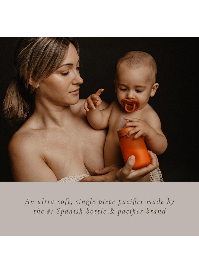 SUAVINEX - Color Essence Sx Pro Silicone Baby Pacifier 2Pk, Made With 100% Soft Silicone, Baby Essentials Perfect For Breastfeeding Babies, Designed In Spain, 618 Mths, Orange/Green - Image 1