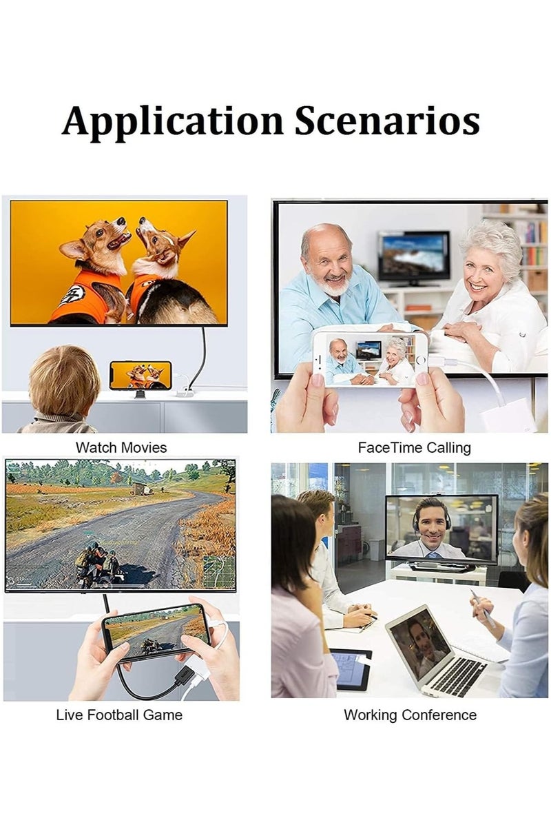 For All Lightning to HDMI Adapter for iPhone to TV, 1080P Digital AV Adapter Sync Screen Connector Cable Compatible for iPhone 14 13 12 11 XS XR X 8 iPad to HDTV Projector Monitor - Image 2