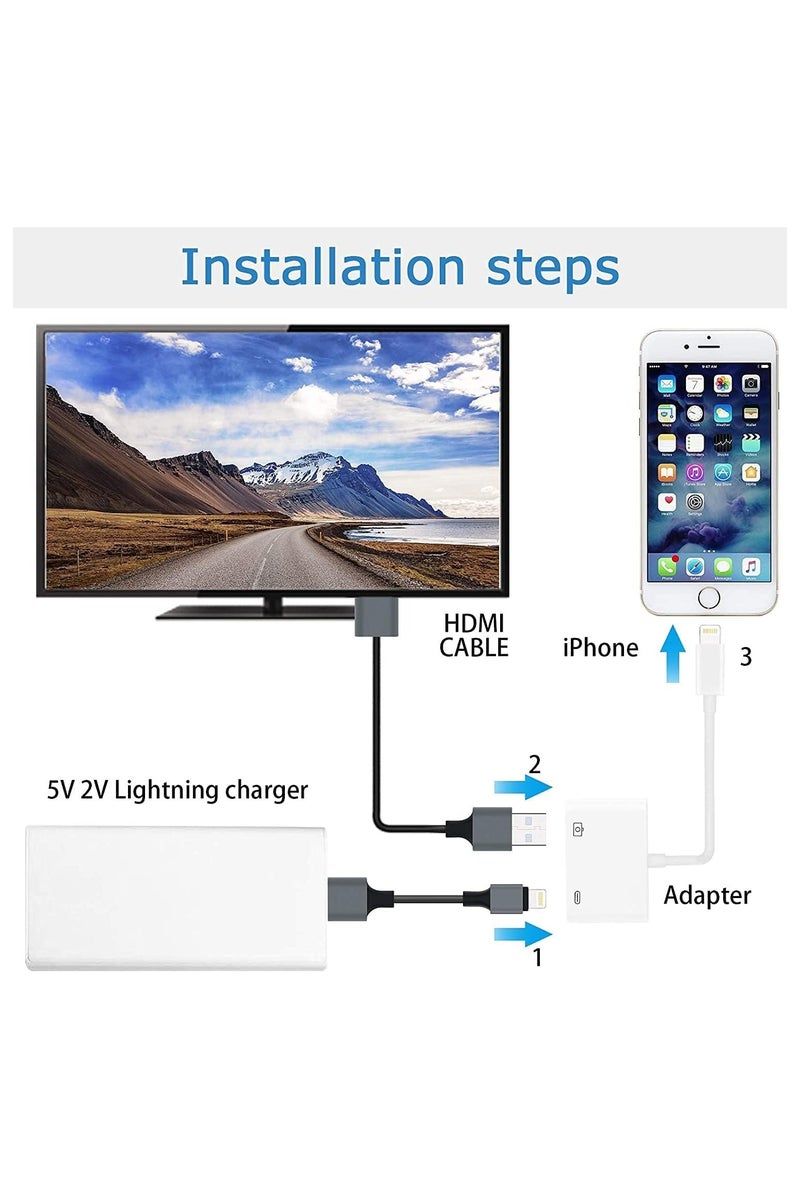 For All Lightning to HDMI Adapter for iPhone to TV, 1080P Digital AV Adapter Sync Screen Connector Cable Compatible for iPhone 14 13 12 11 XS XR X 8 iPad to HDTV Projector Monitor - Image 3