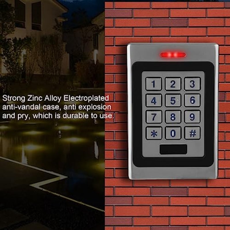 IP67 rainproof security access control keypad for outdoor use, zinc alloy electroplated case with black finish, luminous keyboard, weather-resistant standalone door access - Image 2