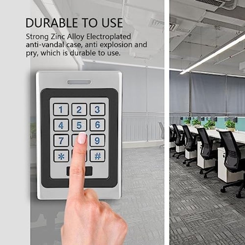 IP67 rainproof security access control keypad for outdoor use, zinc alloy electroplated case with black finish, luminous keyboard, weather-resistant standalone door access - Image 5