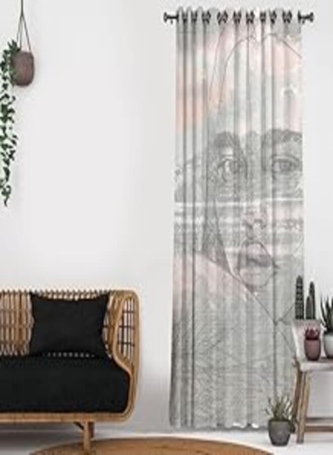Shatta Printed Curtain Combined Two Pictures 64 Stripe One Side