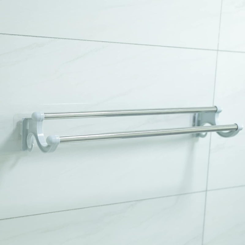 Homestic Homestic Towel Hanger for Bathroom|Wall Mounted Cloth Hanger|Multipurpose Cloth & Napkin Holder|Stainless Steel & PP|Self-Adhesive DIY Installation|Bathroom & Kitchen Organizer|FJ-07|Grey  - Image 1