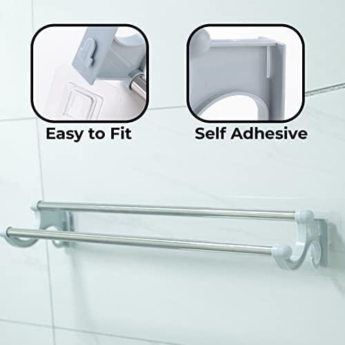 Homestic Homestic Towel Hanger for Bathroom|Wall Mounted Cloth Hanger|Multipurpose Cloth & Napkin Holder|Stainless Steel & PP|Self-Adhesive DIY Installation|Bathroom & Kitchen Organizer|FJ-07|Grey  - Image 4