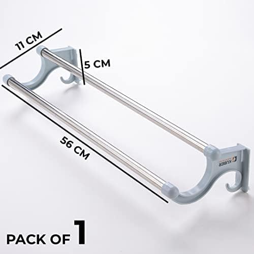 Homestic Homestic Towel Hanger for Bathroom|Wall Mounted Cloth Hanger|Multipurpose Cloth & Napkin Holder|Stainless Steel & PP|Self-Adhesive DIY Installation|Bathroom & Kitchen Organizer|FJ-07|Grey  - Image 3