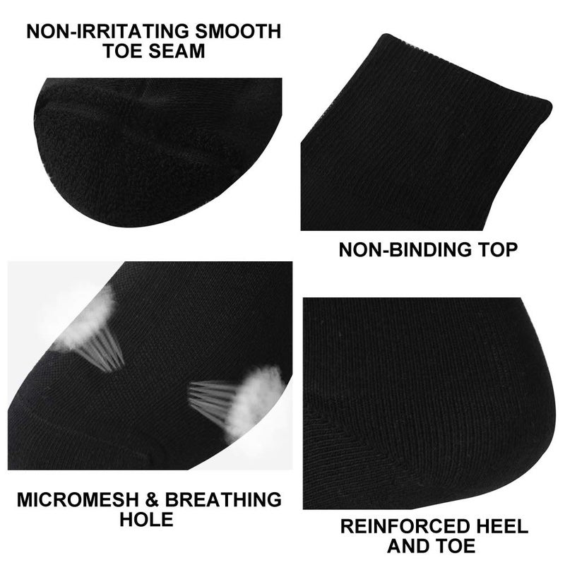 Facool Non-Binding Loose Top Socks, Men's Women's Diabetic Cotton Soft Cushioned Moisture Wicking Diabete Dress Anti-sweat Socks with Seamless Toe, 6 Pairs Black/Grey/Navy Blue XL - Image 3