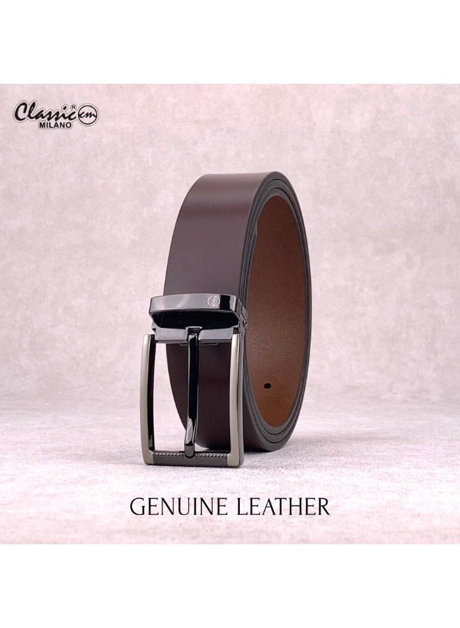 Classic Milano Genuine Leather Belt for Men – Black Formal Belt Men – Men Belts for Office & Business Wear – Mens Belt Leather with Gift Box - Image 3