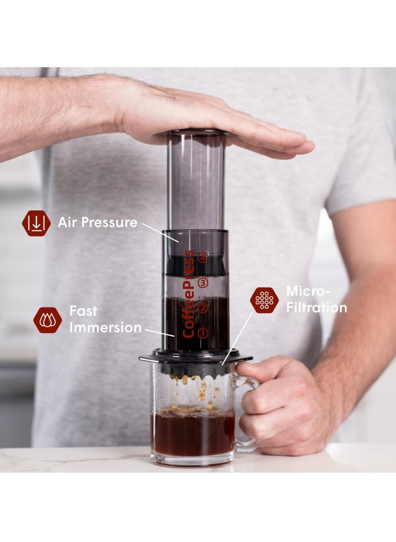 KYD 3-in-1 French Press & Espresso Coffee Maker - Portable Camping & Travel Coffee Press, Grit-Free Full-Bodied Brew with Smooth Taste, Compact Design for Home, Office, Outdoors (Black)  - Image 2