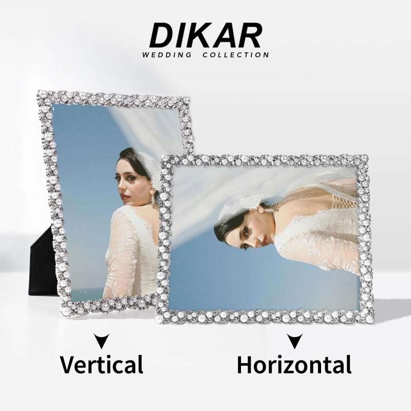 DIKAR 8x10 Picture Frame with White Pearls as Wedding gifts, Wedding Picture Frame for Tabletop&Wall Mounting Display - Image 2