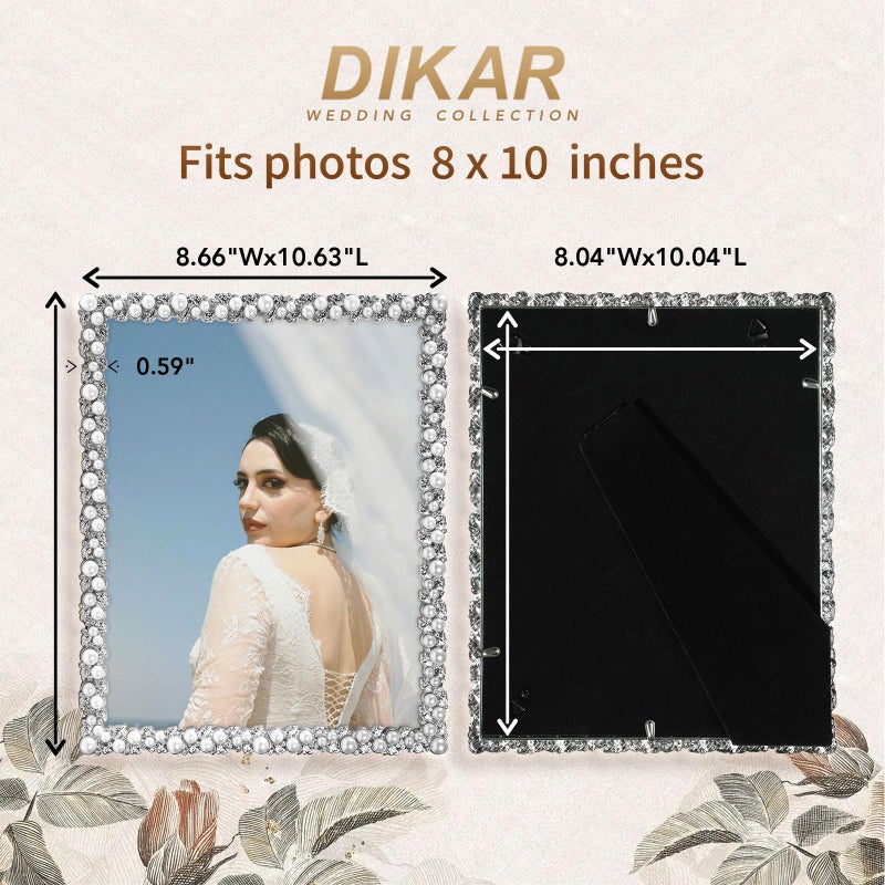 DIKAR 8x10 Picture Frame with White Pearls as Wedding gifts, Wedding Picture Frame for Tabletop&Wall Mounting Display - Image 3