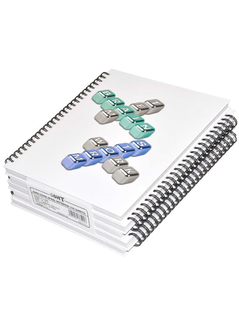 FIS LIGHT Pack of 5  Spiral Hard Cover Note Book 100 Sheets. Size : 9X7 Inches (22.86 X 20.32 CM) -LINBS971001311 - Image 1