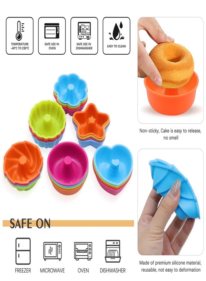 To encounter 24Pack Silicone Molds, Nonstick 2 3/4 inches Donut Mold, Silicone Baking Cups, Donut Pan, Muffin, Jello, Bagel Pan, Oven- Microwave- Dishwasher Safe - Image 4