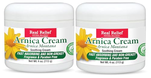 Real Relief Arnica Cream, Natural, Non-Greasy, Hypoallergenic and Unscented, 4 oz (Pack of 2) - Image 1