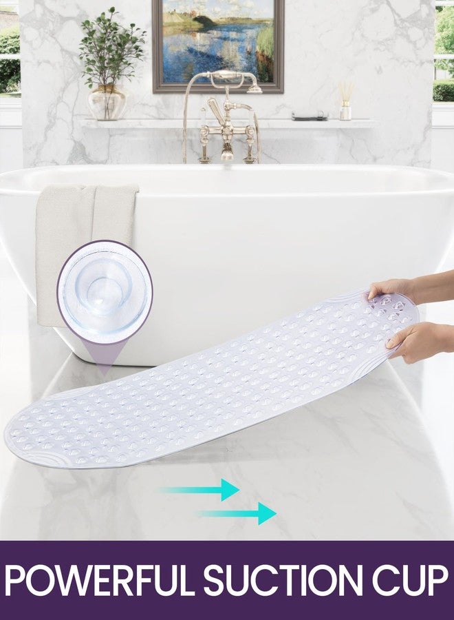 DEXI Bathtub Mat Non Slip 16x35, Shower Floor Mats for Bathroom Bath Tub, Washable Oval Bathmat with Suction Cups and Drain Holes, Clear - Image 4