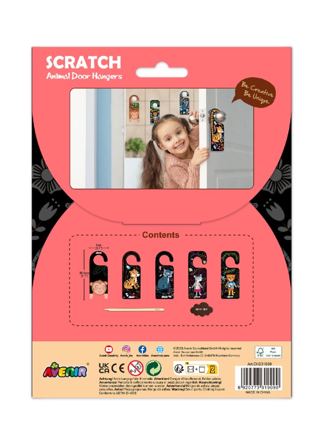 Avenir Scratch - Animal Door Hangers Multicolour | Includes 5 gorgeous bookmarks with animals | Scratch the bookmarks and make them your own design + Ages 3+ - Image 5