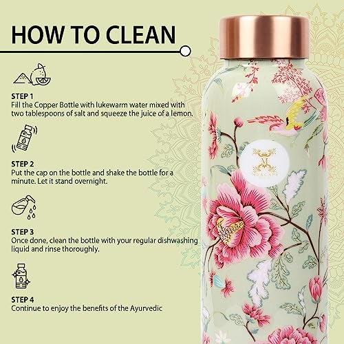MERCAPE® - Copper Water Bottle Joint Less with Leak Proof Technology - Copper Bottle for Home, Office, Yoga & Travel Water Bottle, 1 Liter (Style-02) - Image 4