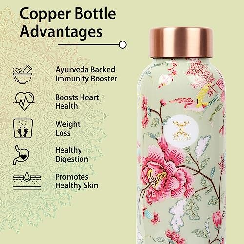 MERCAPE® - Copper Water Bottle Joint Less with Leak Proof Technology - Copper Bottle for Home, Office, Yoga & Travel Water Bottle, 1 Liter (Style-02) - Image 3