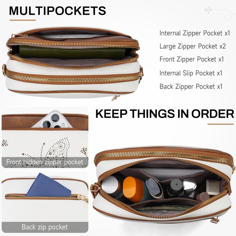 KITEVIUN Crossbody Purse for Women Vegan Leather Small Crossbody Bags with Adjustable Strap Multiple Pockets Shoulder Handbags - Image 4