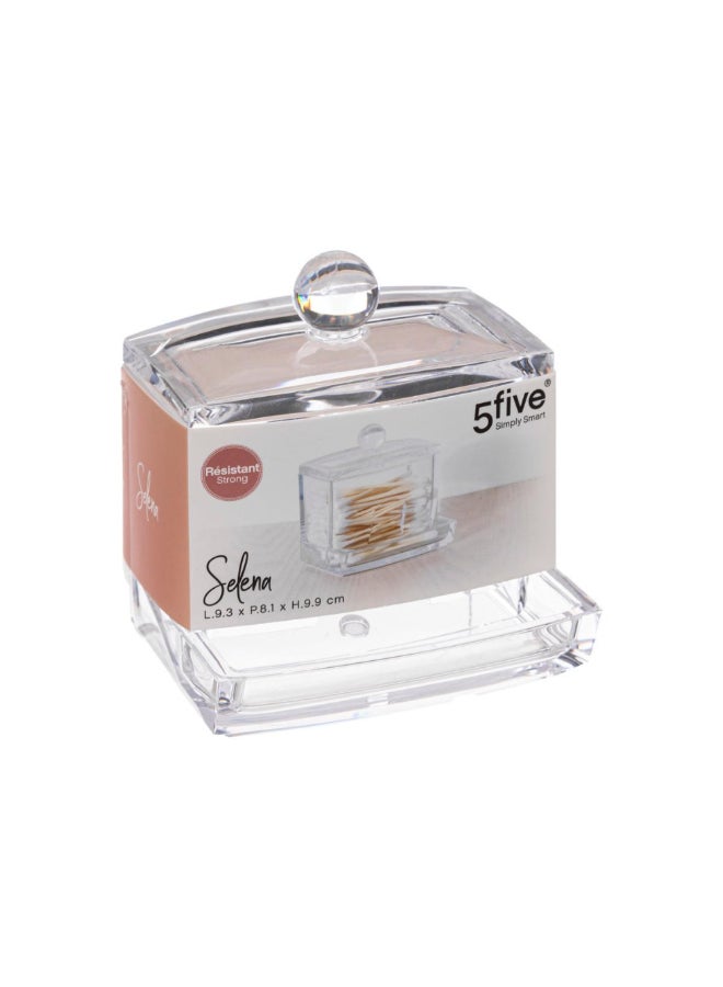 حامل ماكينة تحضير سيلينا موزع أعواد قطنية بتصميم أنيق شفاف ابعاد 9.9 × 8.1 × 9.3 سم155904 - Image 2