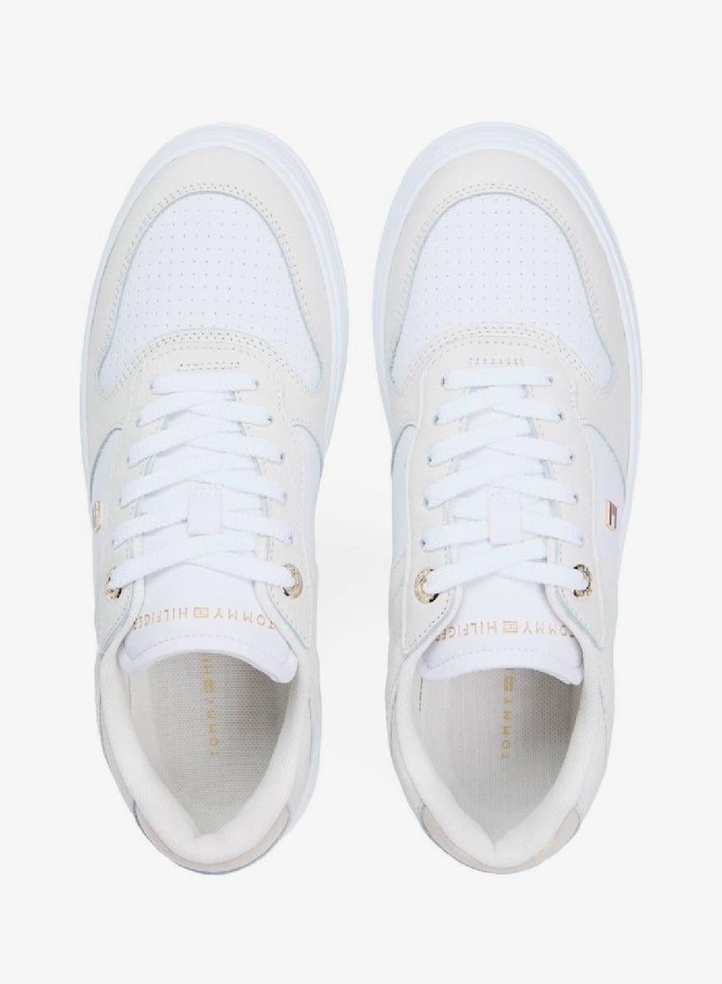 TOMMY HILFIGER Leather Mixed Texture Cupsole Trainers - Image 5
