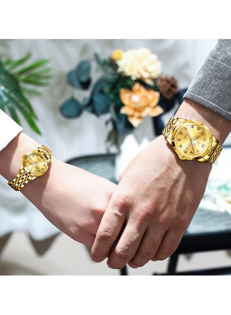 Valentine's Romantic Couple Watches His and Hers Ultrathin Classic Quartz Analog Wrist Watches Gifts Set for Lovers Set of Two Quartz Watch Stainless Steel Waterproof Date Watches - Image 3