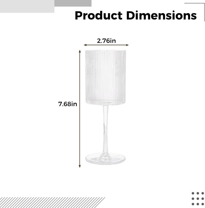 6 Pcs Wine Glasses Set, Clear Glass 10.8 Oz, American Style, Tall Stem Ribbed, for Wedding and Birthday - Image 4