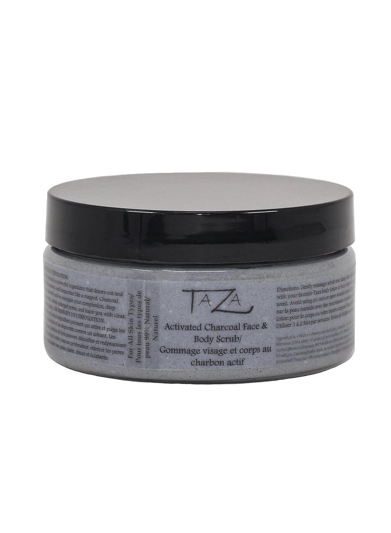 Taza Premium Taza Natural Activated Charcoal Face & Body Scrub, 8 oz (230 ml) Bright and Radiant Skin With: Activated Bamboo Charcoal, Shea Butter and Coconut Oil, Jojoba Oil, White Volcanic Lava - Image 2