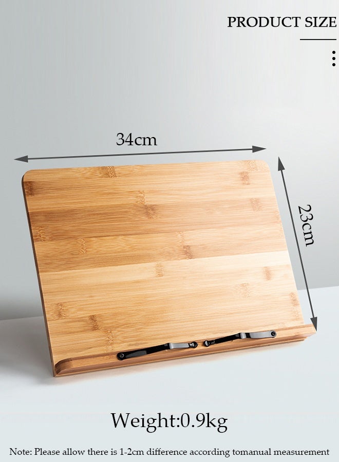 DUNISO حامل كتب خشبي، حامل كتب كبير مع 5 ارتفاعات قابلة للتعديل ومشابك صفحات، حامل كتب خشبي قابل للطي للكتب المدرسية والكتب الموسيقية والكمبيوتر اللوحي - Image 3