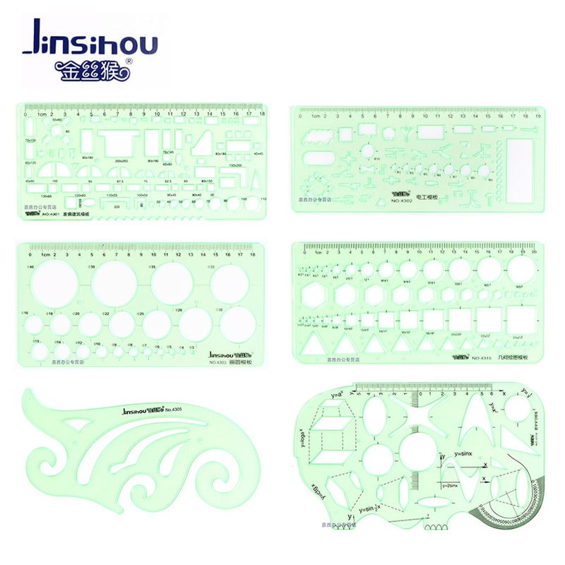 Golden Monkey Template Ruler Drawing Ruler Double Ratio Design Ruler Drawing Round Oval Chemical Electrician Indoor Building Furniture - Image 4