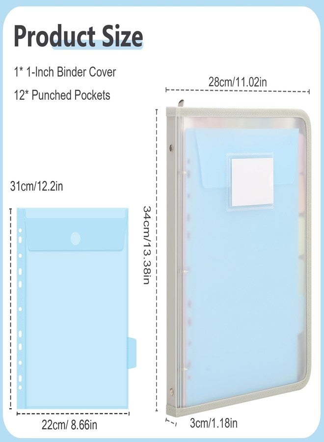 Uquelic Clear Zipper Binder with 12 Colorful Letter/A4 Pockets - Image 2