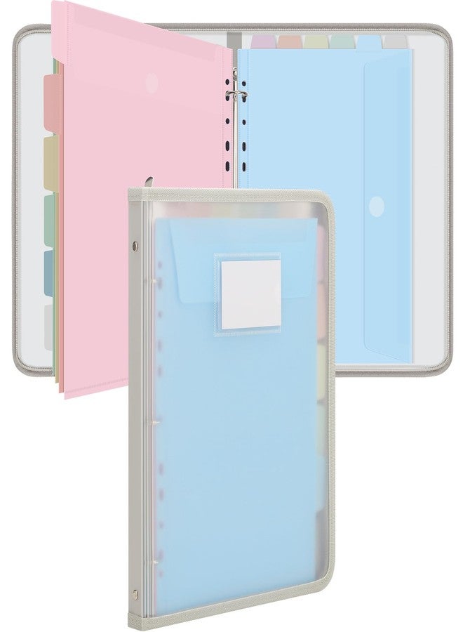 Uquelic Clear Zipper Binder with 12 Colorful Letter/A4 Pockets - Image 1