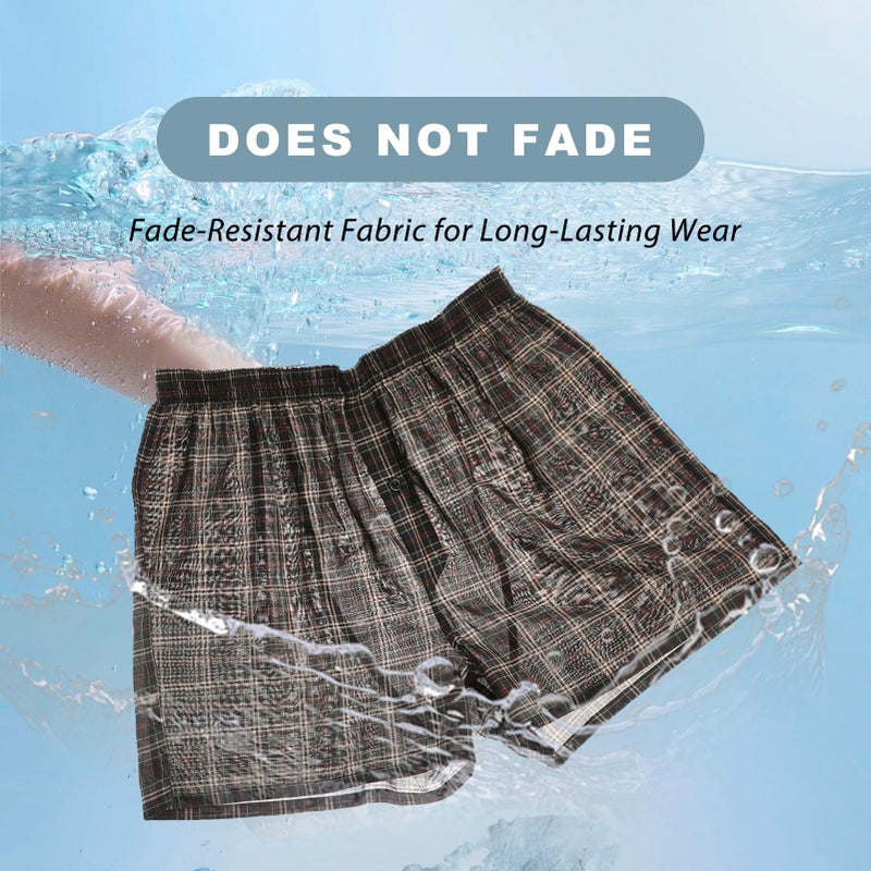 BAMBOO COOL Men's Underwear Woven Boxer Shorts,Classic Relaxed Fit,Lightweight Plaid Boxers,6 Pack - Image 5