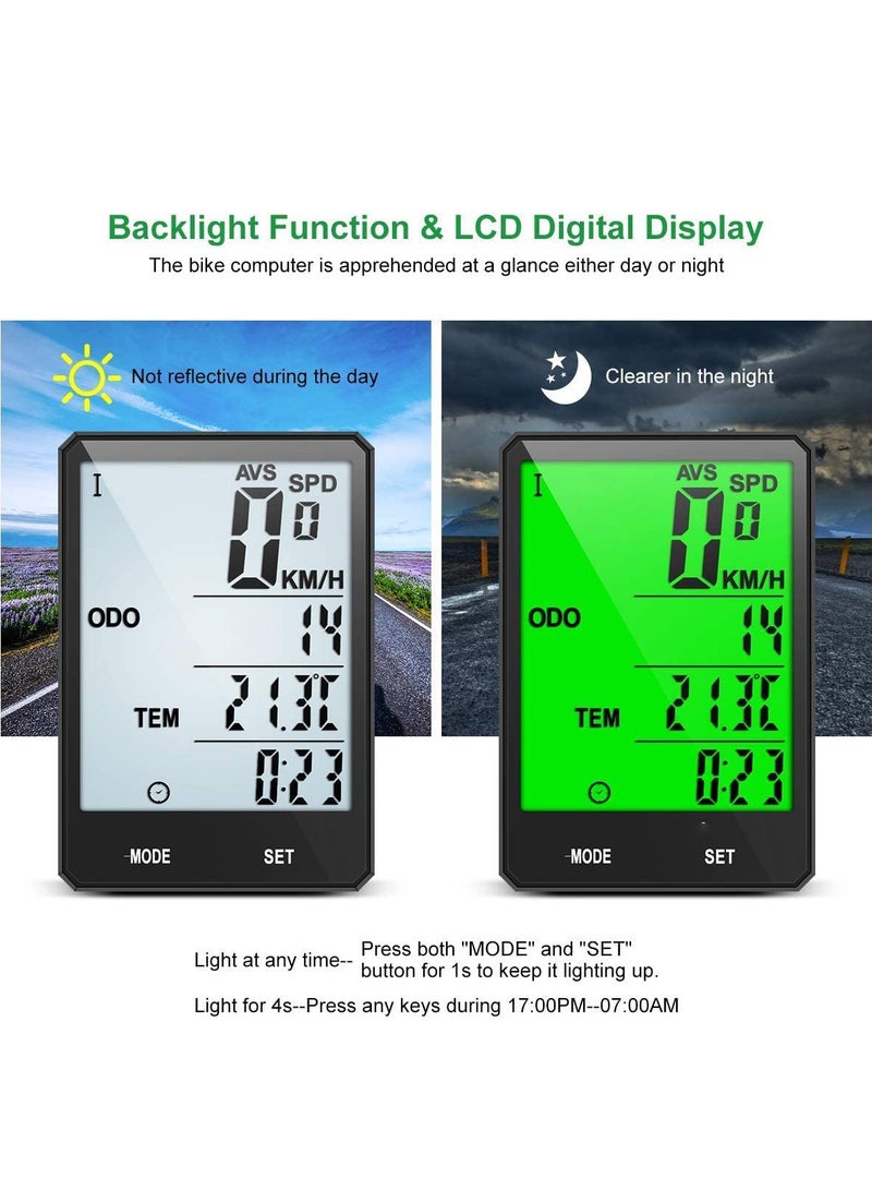 Bike Computer Waterproof Cycle Computers Wireless Bicycle Computer With 21 Functions Bike Speedometer With Lcd Backlight Display For Road Bikes Mountain Bikes Folding Bikes Ect