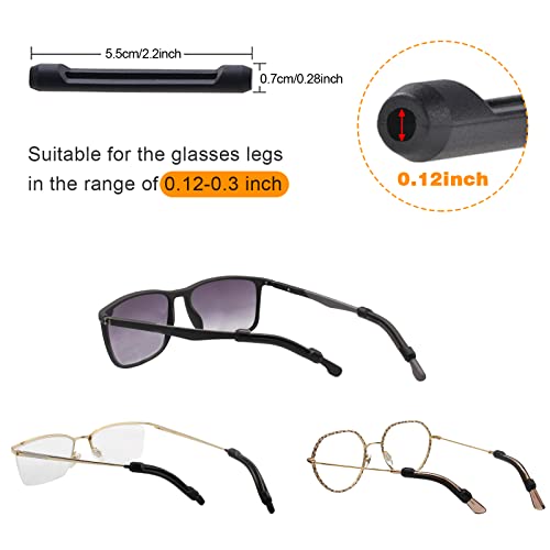 SMARTTOP Soft Silicone Eyeglasses Temple Tips Sleeve Retainer,Anti-Slip Elastic Comfort Glasses Retainers For Spectacle Sunglasses Reading Glasses Eyewear (6Pairs Black) - Image 3