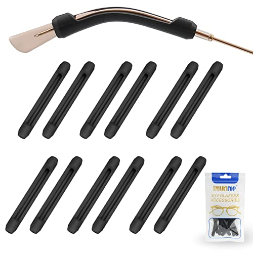 SMARTTOP Soft Silicone Eyeglasses Temple Tips Sleeve Retainer,Anti-Slip Elastic Comfort Glasses Retainers For Spectacle Sunglasses Reading Glasses Eyewear (6Pairs Black) - Image 1